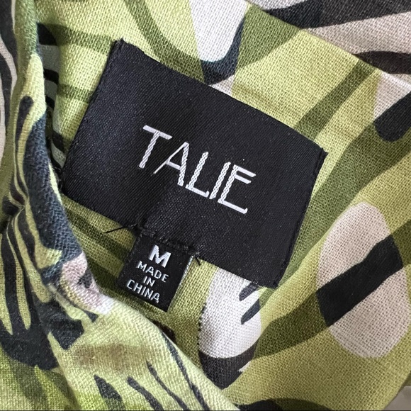 TAILE Linen-blend Palm Leave Print Jacket Button Up, Green Size M New w/Tag $159 - Picture 9 of 12